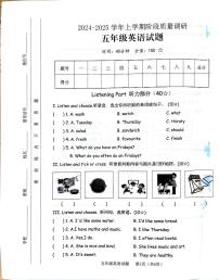 山东省临沂市临沭县2024-2025学年五年级上学期11月期中英语试题