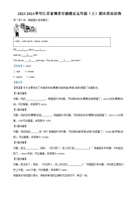 精品解析：2023-2024学年江苏省南京市鼓楼区译林版（三起）五年级上册期末测试英语试卷（解析版）-A4