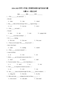 专题03一般过去时-2024-2025学年六年级上学期英语期末备考语法专题练习（江苏专用）