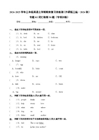 专题02 词汇检测50题（专项训练）-2024-2025学年三年级英语上学期期末复习讲练测（外研版三起·2024）