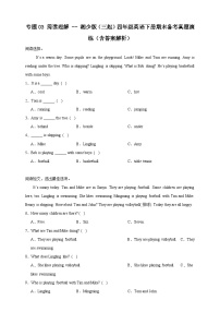 专题03 阅读理解湘少版（三起）四年级英语下册期末备考真题演练（含答案解析）