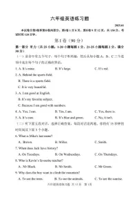 山东省泰安市岱岳区2024-2025学年六年级上学期期末英语试题