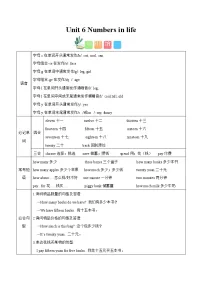 Unit 6（知识清单） -2024-2025学年英语三年级下册单元速记·巧练系列（人教PEP版·2025）