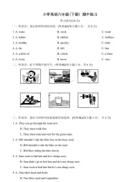 江苏省南京市江宁区2023-2024学年六年级下册期中练习英语试卷