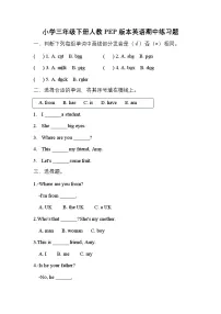 小学三年级下册人教PEP英语Unit1-Unit3期中复习题1