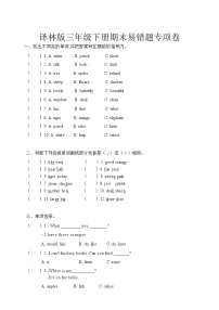 译林版三年级下册英语期末易错题专项卷（有答案）