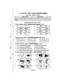 浙江省台州市玉环市2024-2025学年三年级上学期期末英语试题