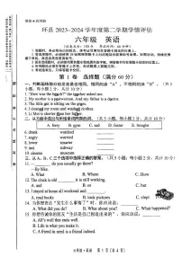 甘肃省庆阳市环县2024-2025学年六年级下学期期末英语试题