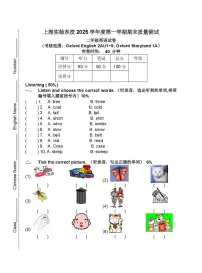 上海市实验东校2024-2025学年二年级上学期期末英语试题