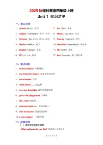 小学英语译林版（三起）（2024）四年级上册（2024）Unit 1 Our school subjects学案