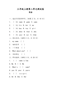 小学英语科普版（2024）三年级上册（2024）Unit 2 My name精品单元测试达标测试