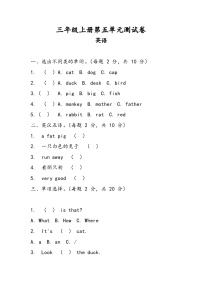 小学英语科普版（2024）三年级上册（2024）Unit 5 Animals around us精品单元测试练习