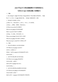 专项03 Unit 3 语法易错+巩固练习-2025年五升六英语暑假预习专项培优练习（含答案）（人教PEP版）