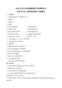 专项04 Unit 4课文知识预习+巩固练习-2025年五升六英语暑假预习专项培优练习（含答案）（人教PEP版）