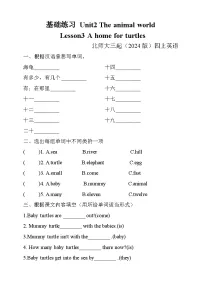 小学英语北师大版(2024)四年级上册(2024)Lesson 3同步训练题