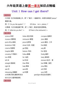 人教版PEP版六年级上册英语期末知识点【1-6单元知识点精编汇总】