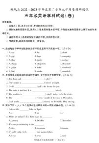陕西省商洛市丹凤县2022-2023学年五年级下学期期末英语试卷