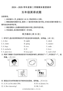 陕西省咸阳市兴平市2024-2025学年五年级下学期期末考试英语试卷