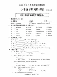 山东省菏泽市曹县2024-2025学年五年级上学期期末英语试题
