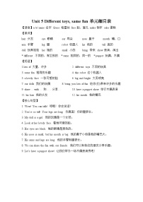 小学英语译林版（三起）（2024）四年级上册（2024）Unit 5 Different toys same fun学案及答案