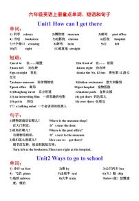 人教PEP版六年级上册英语期末全册重点单词、短语和句子知识点总结汇总