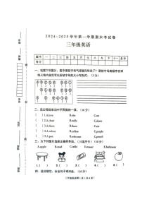 河南省周口市太康县2024-2025学年三年级上学期1月期末英语试题