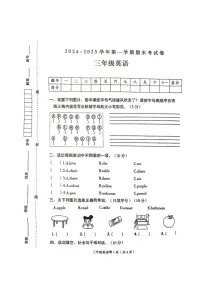 河南省周口市太康县2024-2025学年三年级上学期1月期末英语试题