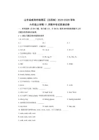 山东省威海市临港区（五四制）2025-2026学年六年级上学期11月期中考试英语试卷（学生版）