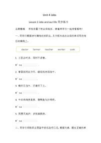 小学英语冀教版（三起）2024四年级上册（2024）Unit 4 JobsLesson 2 Jobs and our life优秀练习