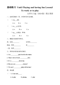 英语四年级上册（2024）Unit 3 Playing and having funLesson 3优秀课时训练