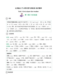 Unit 2 (知识清单)--2024-2025学年三年级英语下学期期中复习讲练测(北京版·2024)（含答案与解析）