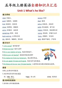 人教版五年级（上）英语期末全册知识点汇总