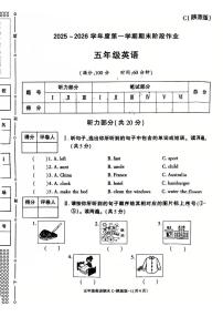 陕西省商洛市洛南县2025-2026学年五年级上学期期末英语试题