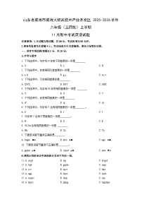 2025-2026学年山东省威海市威海火炬高技术产业开发区六年级（五四制）上学期11月期中考试英语试卷（学生版）