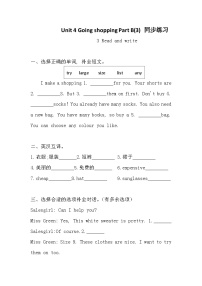 小学英语人教版PEP（2024）四年级下册（2024）Part B综合训练题