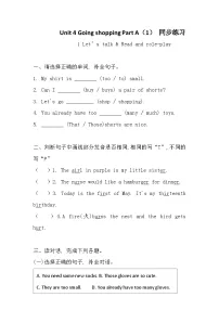 小学英语人教版PEP（2024）四年级下册（2024）Part A课时练习