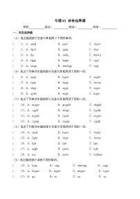 译林版英语六年级下册期中复习专题03 语音选择题练习(含答案）