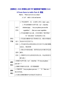 人教版PEP（2024）四年级下册（2024）Unit 6 From farm to tablePart A教案