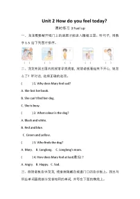 英语四年级下册（2024）Unit 2 How do you feel today?精品课时练习