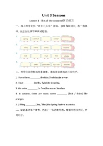 小学英语冀教版（三起）2024四年级下册（2024）Lesson 4 I like all the seasons!精品课后测评