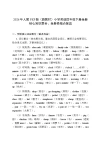2026年人教PEP版（新教材）小学英语四年级下册（全册）核心知识点梳理