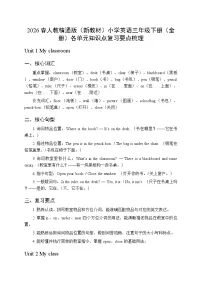 2026春人教精通版（新教材）小学英语三年级下册（全册）各单元知识点复习要点梳理