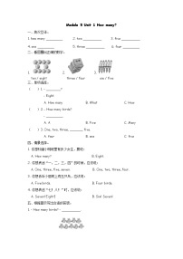 小学英语外研版 (三年级起点)三年级上册Unit 1 How many?练习题