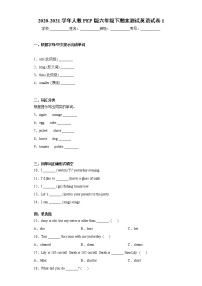 2020-2021学年人教PEP版六年级下期末测试英语试卷1