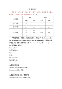 小升初英语语法专项培优突破 第2章：代词（1）人称代词