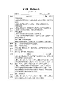 教科版 (2017)五年级上册2.地球的结构表格教学设计