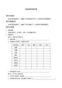小学科学青岛版 (六三制)五年级上册第一单元 地球和地表的变化5 各种各样的矿物导学案