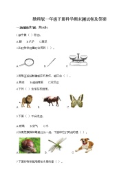 教科版一年级下册科学期末测试卷及答案9