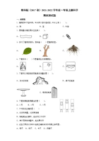 教科版（2017秋） 2021-2022学年度一年级上册科学期末测试题