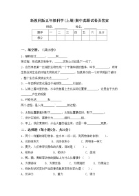 新教科版五年级科学(上册)期中真题试卷及答案